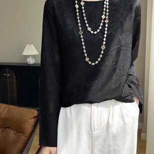 超重磅~国风新中式真丝上衣女夏微透薄款醋酸长袖衬衫防晒罩衫T恤