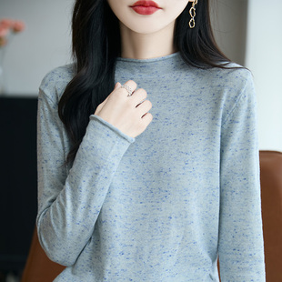 2025新款半高领针织打底衫女洋气内搭秋冬可外穿中领加厚毛衣上衣