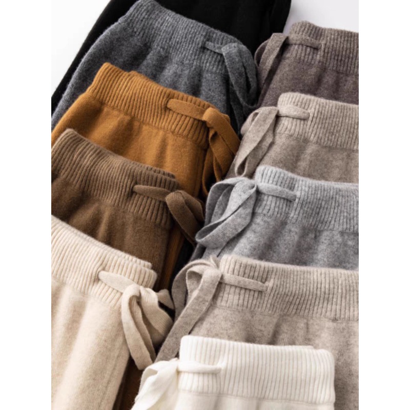 垂感小个子百搭直筒羊绒长裤子