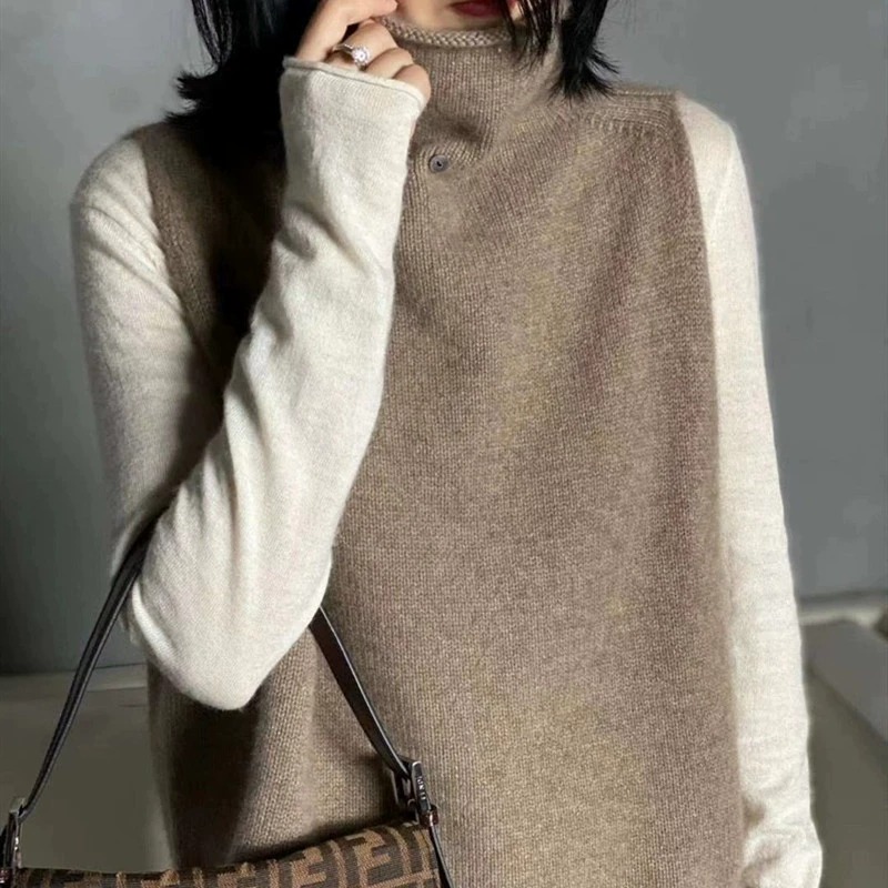羊绒衫马甲背心女秋冬新款高领