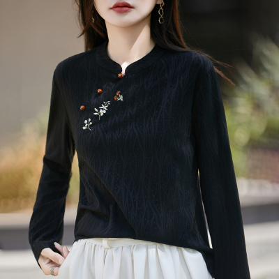 宽松遮肚国风旗袍领衬衫马甲内搭