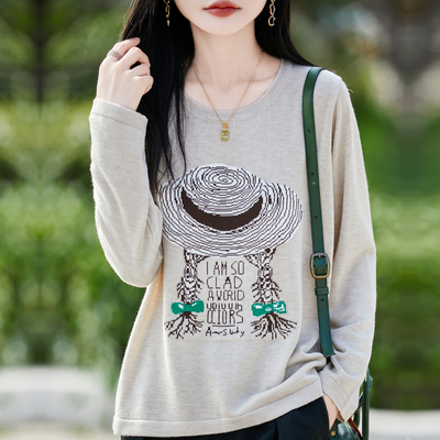 高级感圆领内搭提花打底衫上衣