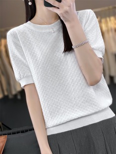 白色纯棉女t恤短袖夏季2025新款圆领上衣体恤打底衫内搭宽松半袖