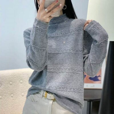 百搭纯色毛衣针织衫女打底衫上衣