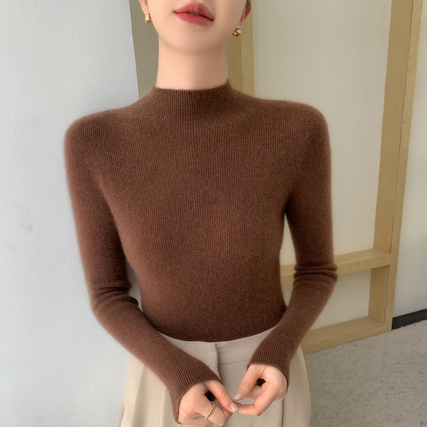 内搭高级感长袖上衣紧身显瘦毛衣