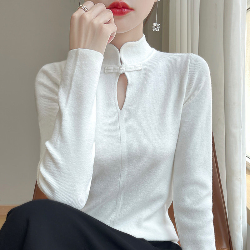 复古国风打底毛衣女旗袍领修身显瘦立领针织长袖上衣新中式半高领,女装/女士精品,毛衣,淘宝优惠券,粉丝福利购,淘宝优惠卷