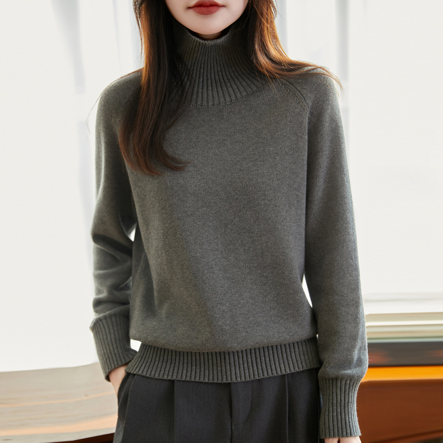 法式高端100纯棉线针织衫女2025新款宽松加厚保暖打底衫高领毛衣,女装/女士精品,毛针织衫,淘宝优惠券,粉丝福利购,淘宝优惠卷