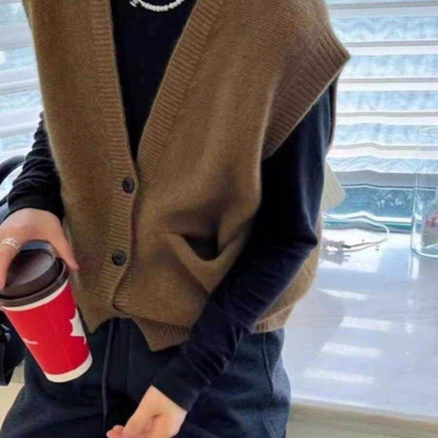 粗针针织马甲毛衣背心女士秋冬无袖针织衫开衫坎肩宽松,女装/女士精品,毛针织衫,淘宝优惠券,粉丝福利购,淘宝优惠卷