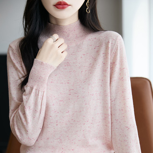 简约新款半高领打底衫女内搭针织衫宽松可外穿遮肚子中领秋冬毛衣