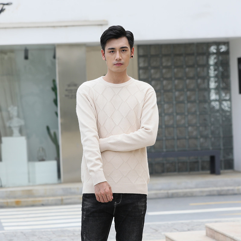 MENS AUTUMN AND WINTER NEW CASHMERE SWEATER SWEATER THICK SWEATER RETRO DIAMOND LOOSE OUTER SWEATER LARGE SIZE KNITTED