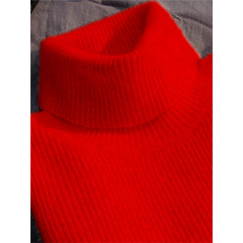 红色高领毛衣女秋冬加厚修身内搭短款配羊毛大衣高级感针织打底衫