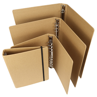 热卖 办公文具牛皮纸活页夹A4文件夹B5A5方格笔记本大容量绑带外壳