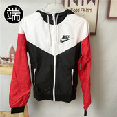 Nike耐克女士风行者梭织休闲防风连帽运动夹克外套AJ7422 100