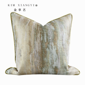 法式 轻奢绿咖多彩抱枕沙发客厅样板房高端靠枕不含芯提花绸缎腰枕