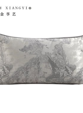 腰枕银灰色靠垫美式现代腰垫中式靠枕样板间客厅沙发长方形靠枕套