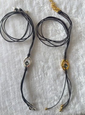 西班牙UNOde50简约多层皮绳项链金属吊坠松弛感百搭时尚