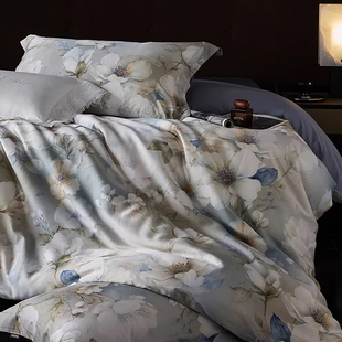 多喜爱正品100支兰精天丝四件套植物花卉床笠款四季通用床品套件