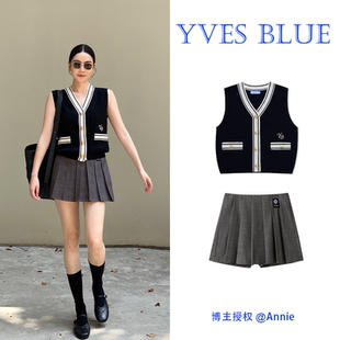 夏季 短裤 原创褶皱前片半身裙短裙 BLUE YVES