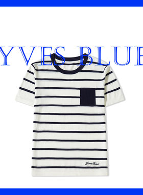 YVES BLUE短袖正肩袖条纹桑蚕丝天丝新款凉爽通勤夏装女装