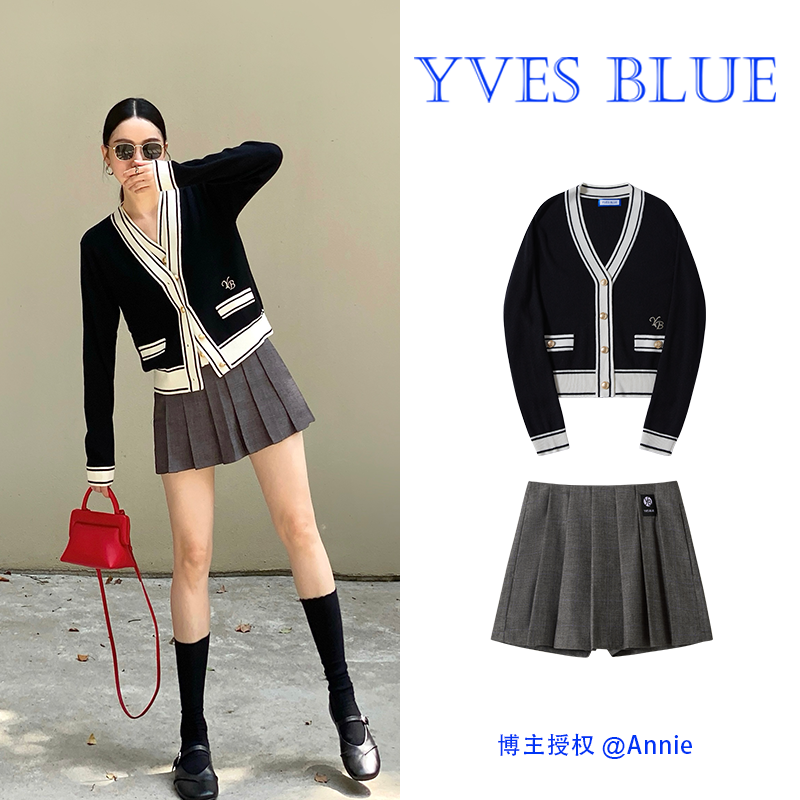 YVES BLUE羊毛开衫小香风通勤原创设计