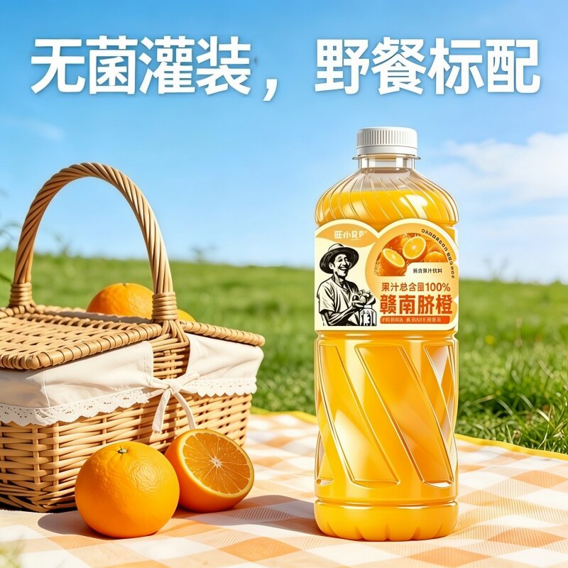 100%脐橙复合果汁甄选赣南脐橙原料鲜果萃取原浆1.3L大瓶装新日期