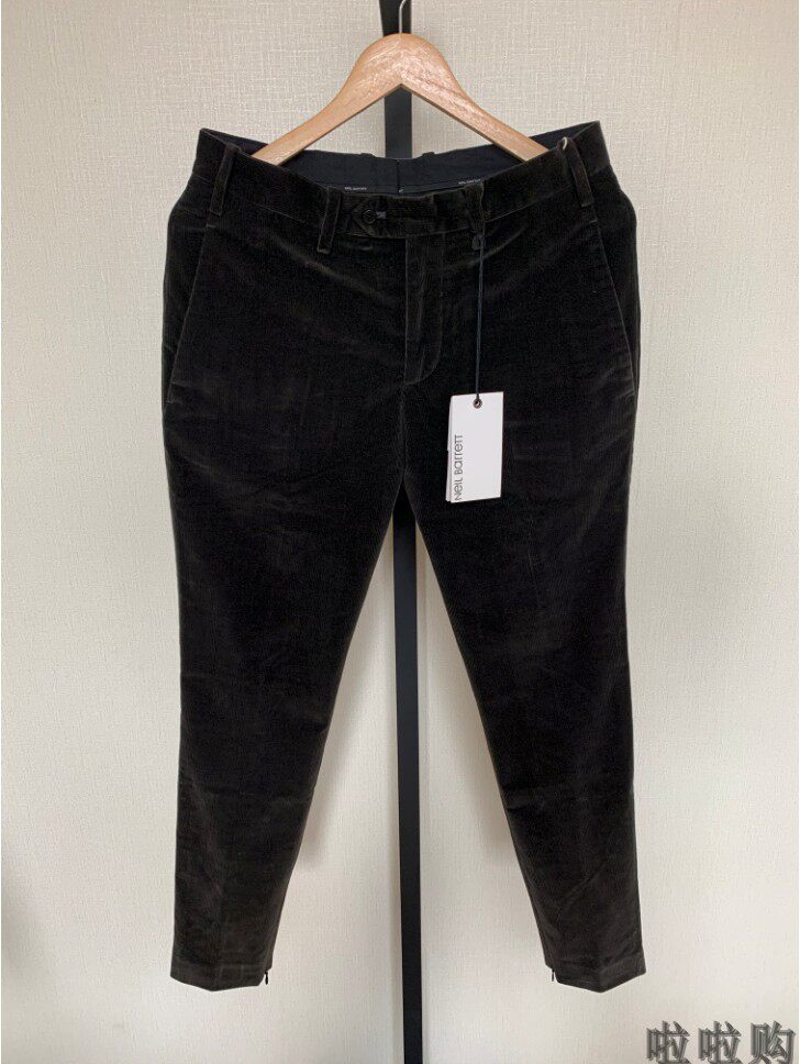 NEIL BARRETT SKINNY FIT 男士 黑灰色灯芯绒休闲西裤 专柜正品