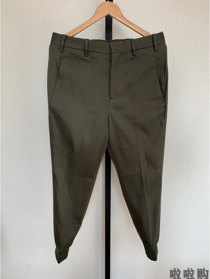 男士墨绿色修身收口九分裤