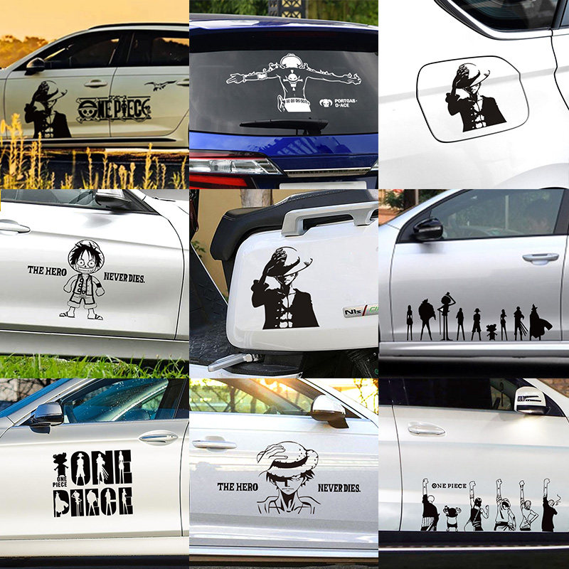 海贼王路飞后窗车身油箱盖汽车电动车个性创意卡通装饰贴纸防水