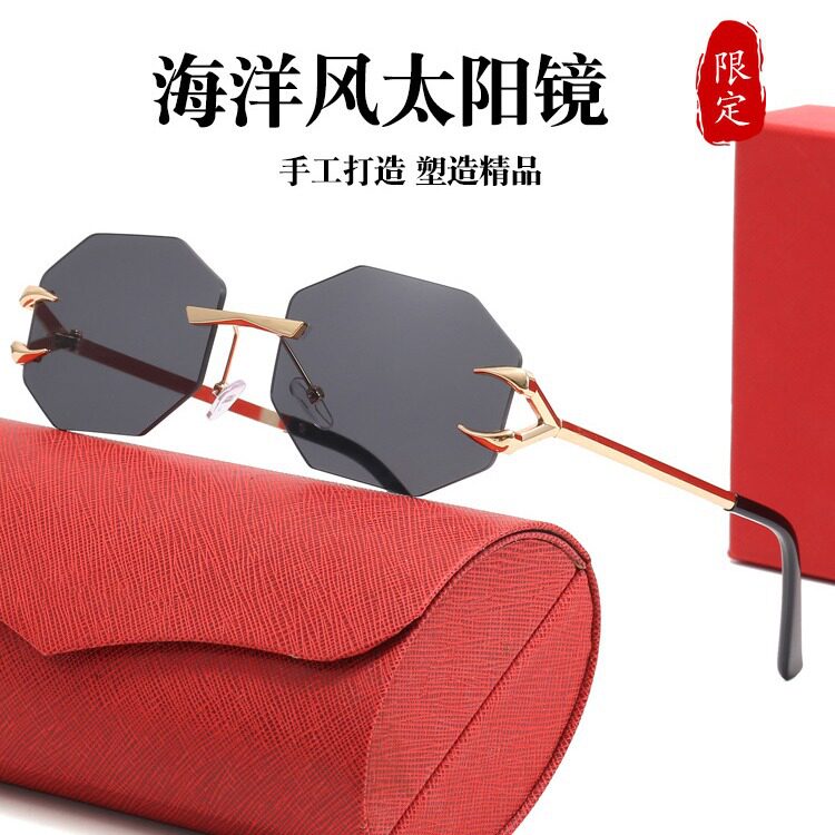 个性嘻哈八边形切边眼镜时尚恶魔爪镜框墨镜跨境遮阳太阳镜潮