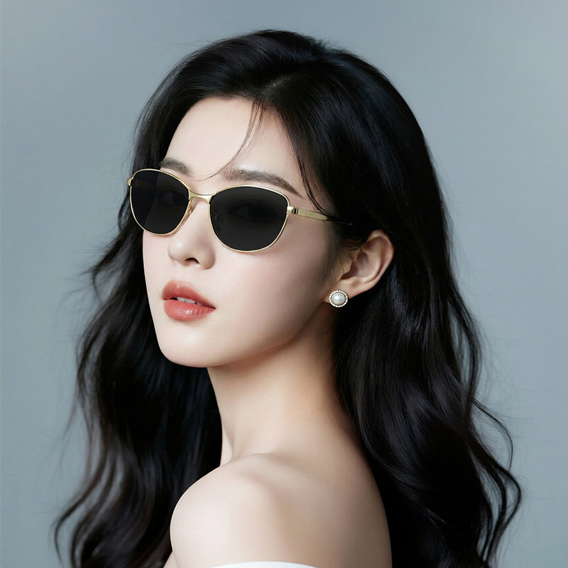 2026新款猫眼墨镜女高级感欧美时尚潮流百搭新款简约金属太阳镜