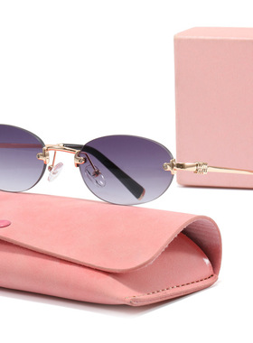 老钱风无边框浅色女款遮阳墨镜