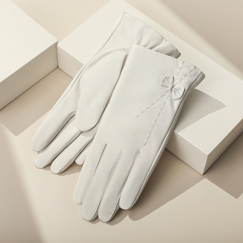 真皮手套女士秋冬季加绒加厚保暖开车骑行触摸屏韩版时尚头层羊皮
