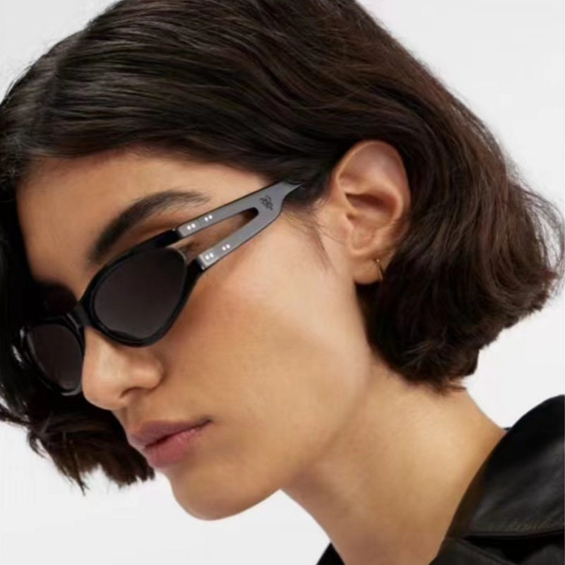 欧美时尚椭圆框太阳镜女士个性街拍墨镜女新款潮流