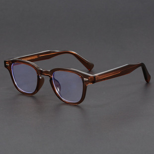 新款复古方形仿板材眼镜框男大脸文艺可配近视铆钉玳瑁镜架防蓝光