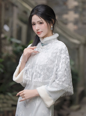 2025新款夏季薄款防晒衣女短袖开衫外搭小披肩旗袍汉服搭配披肩女