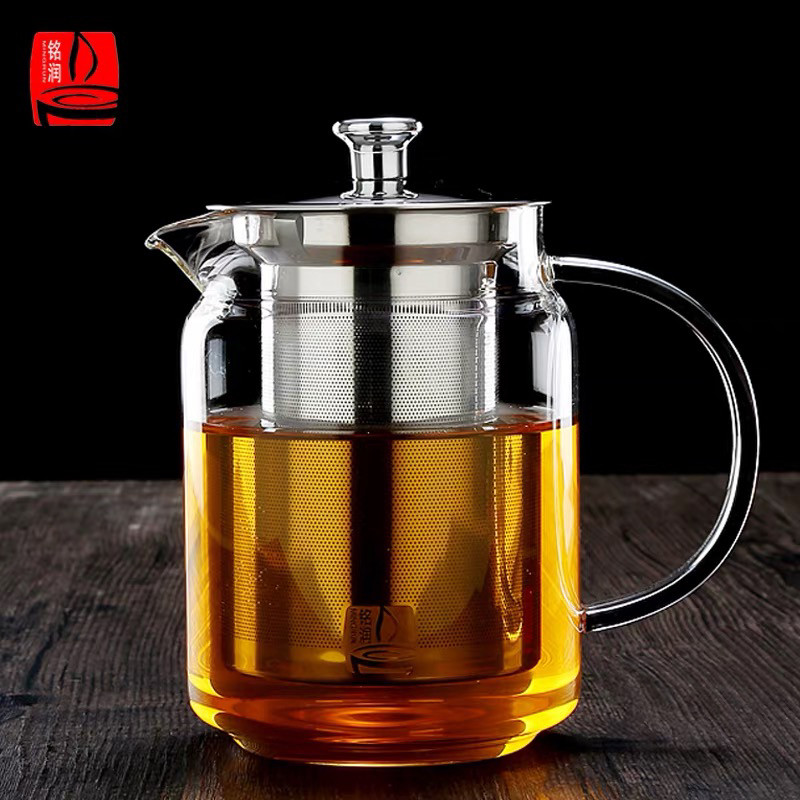铭润玻璃茶壶304不锈钢大内胆加厚玻璃泡茶壶明火可煮招待茶水壶图片