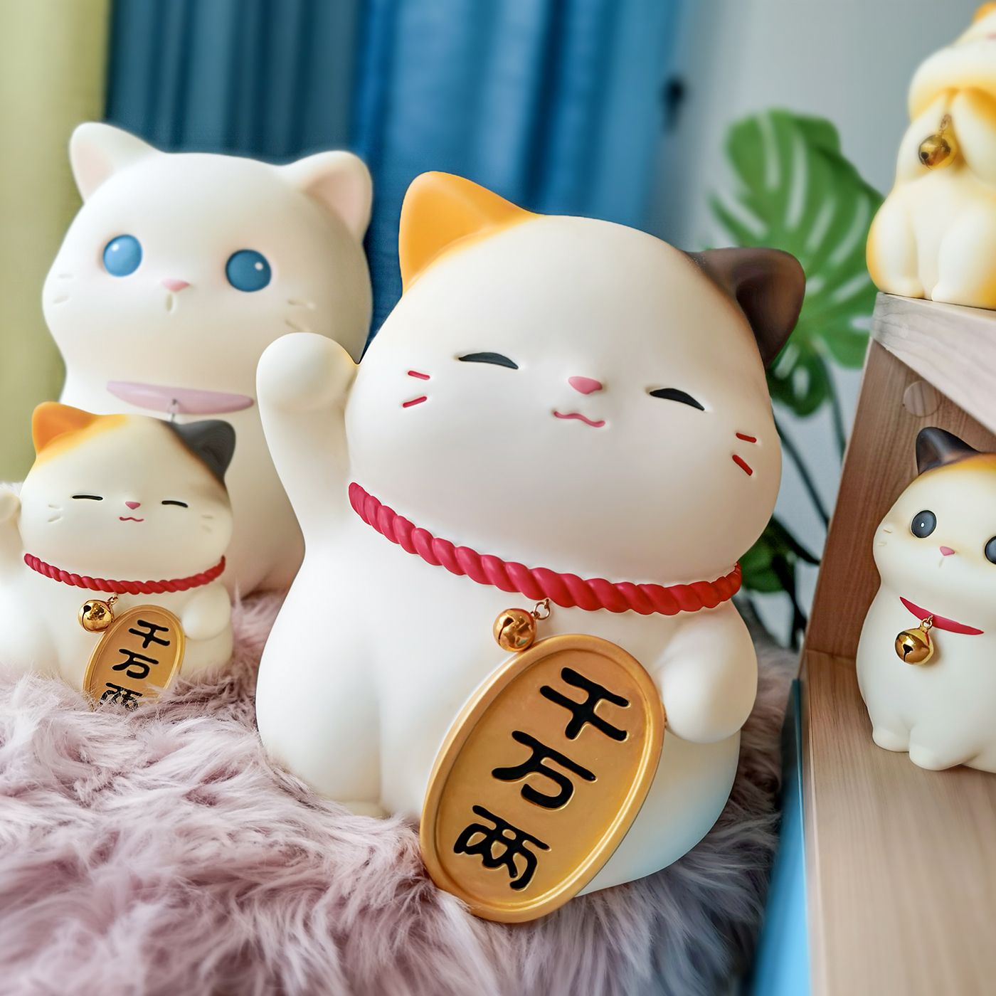 福瑞猫大号存钱罐摆件防摔卡通可爱招财猫桌面储蓄罐萌趣创意公仔