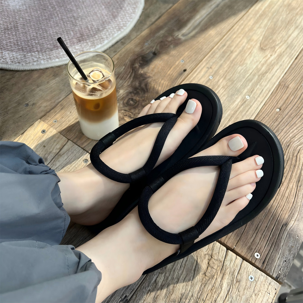 MIHA夏天罗马经典休闲韩版平底百搭舒适耐磨防滑好穿男女士凉拖鞋