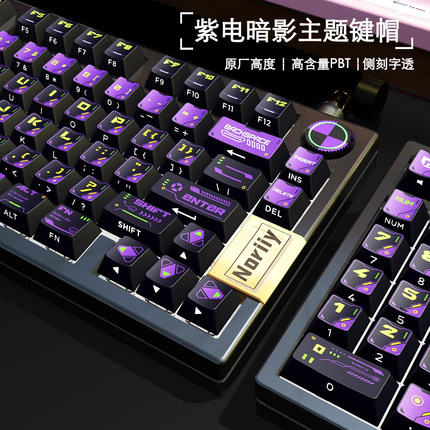 骆砾键帽紫电暗影主题键帽机械键盘键帽侧透光PBT热升华原厂高度