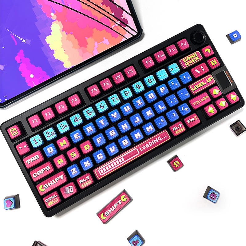 骆砾 像素透光键帽PBT热升华ASA高度MOA/MDA/XDA/原厂68/87/104等