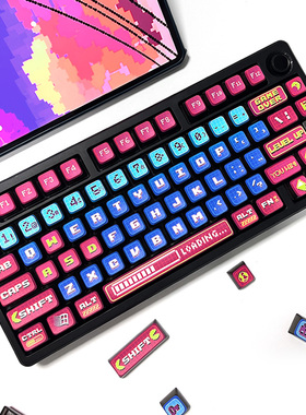 骆砾 像素透光键帽PBT热升华ASA高度MOA/MDA/XDA/原厂68/87/104等