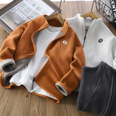 2025冬季新款男童女童撸猫绒防风外套中大童校服神器加厚上衣