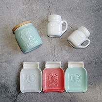 JL 美式MASON梅森陶瓷厨房用品储物器皿 调料瓶罐糖瓶勺托蘸料碟