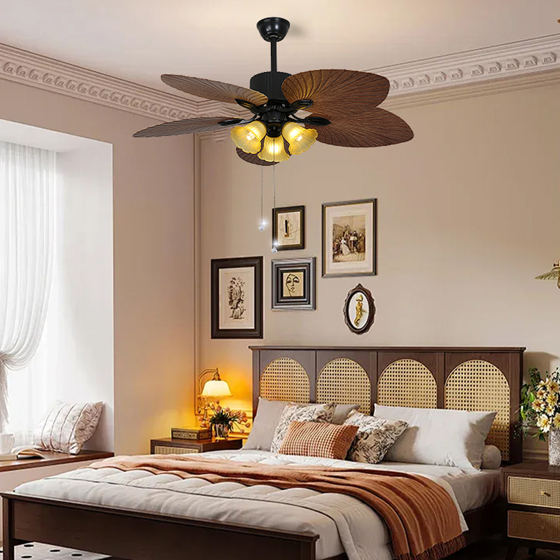 宸居法式复古客厅吊扇灯新款南洋餐厅电风扇带吊灯卧室家用风扇灯