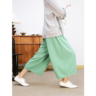 翎纹肌休闲显瘦阔腿拼色八分裤 KAKA 巴黎走秀精梳纯山羊绒尖禅式