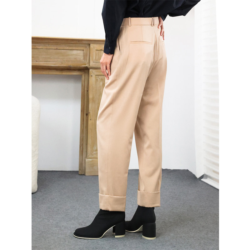 KAKA 英单款定制强捻精纺羊毛职场通勤高腰直筒正装女士西装裤特