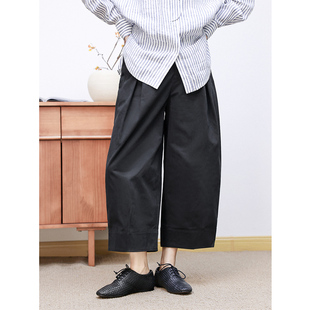 KAKA 伦敦秀款高定睿智老钱风中高腰棉质挺括宽松显瘦时髦女长裤