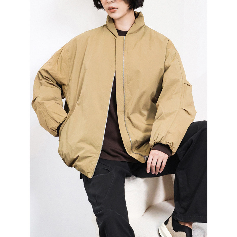 白鹅绒立领潮女肌理感棒球羽绒服