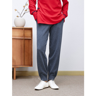 宽松直筒显瘦束脚运动女休闲裤 KAKA 巴黎走秀精梳纯山羊绒尖禅式