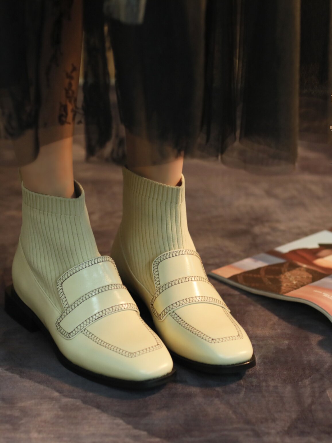 OXFORD ACADEMIC  LONDON CABINET OPEN-EDGE BEADED COWHIDE MINGYAN MULLER FLY WOVEN LIGHT LUXURY SOCKS BOOTS KAKA SPECIAL